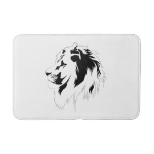 Lion Portrait (black)  Bath Mat