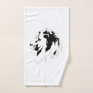 Lion Portrait (black)  Hand Towel