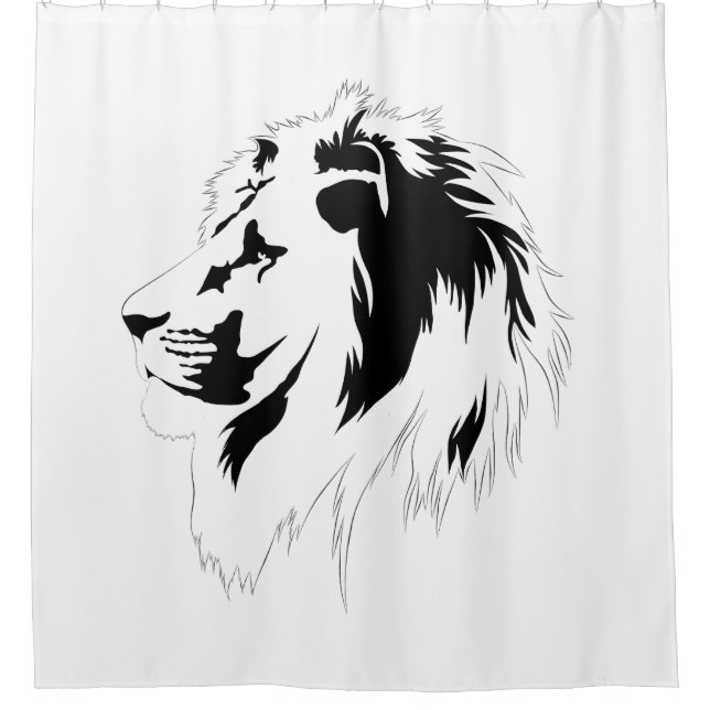 Lion Portrait (black)  Shower Curtain (Front)