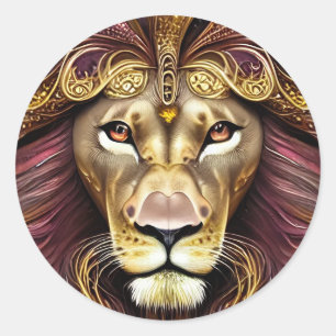 Lion Portrait  Classic Round Sticker