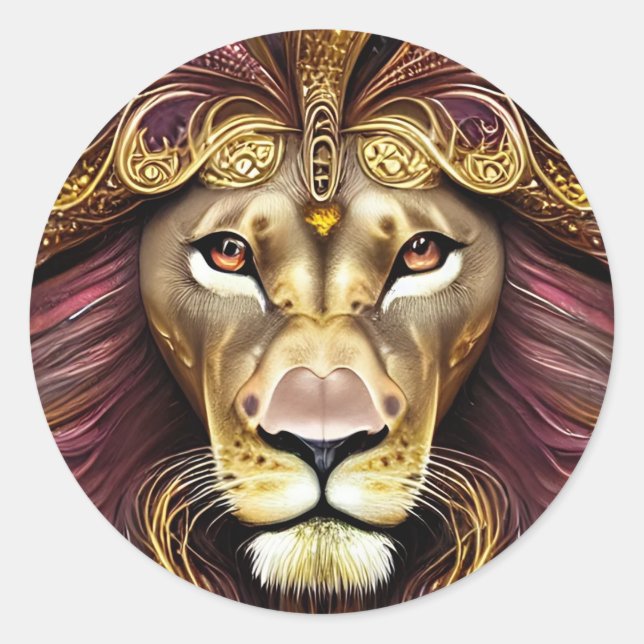Lion Portrait  Classic Round Sticker (Front)