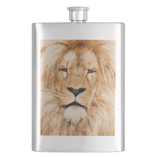 LION PORTRAIT HIP FLASK