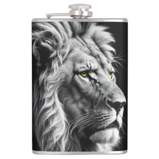 Lion Portrait Hip Flask