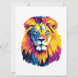 Lion Portrait Illustration Watercolour Painting Holiday Card