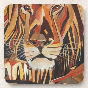 Lion Portrait In Geometric Art Style Coaster