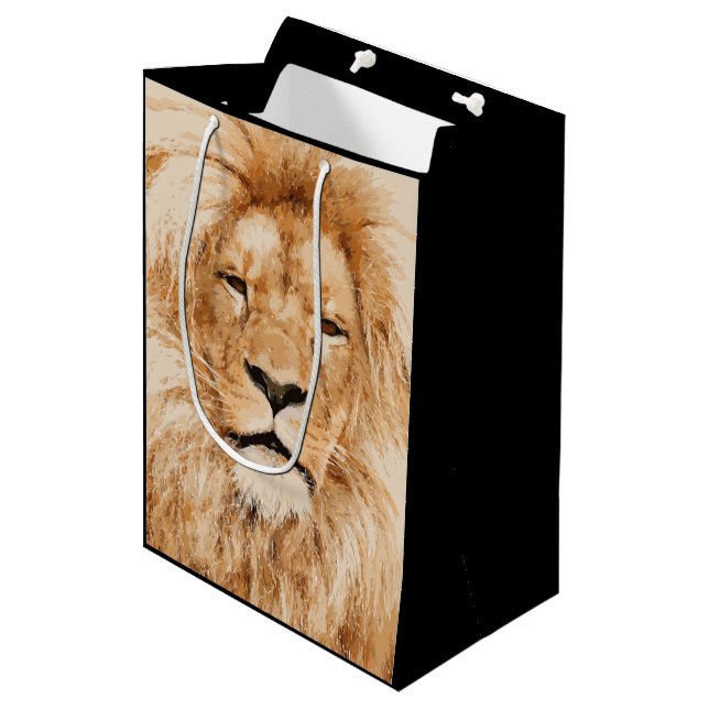 LION PORTRAIT MEDIUM GIFT BAG (Front Angled)