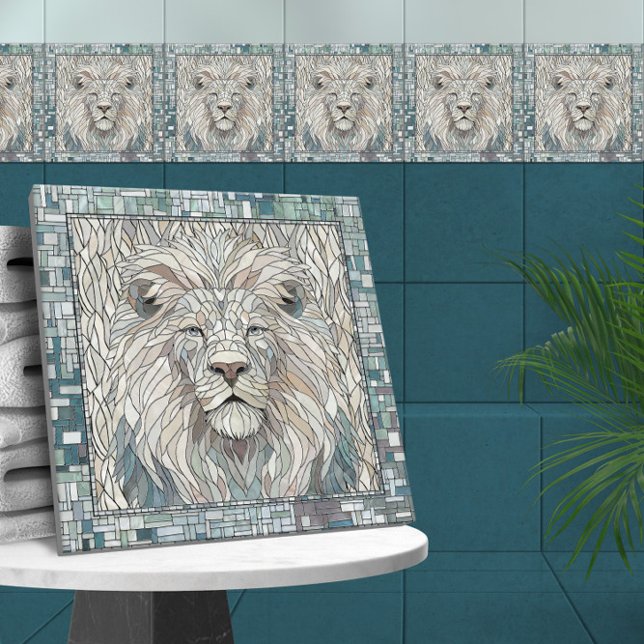 Lion Portrait Mosaic Art  Ceramic Tile (Creator Uploaded)