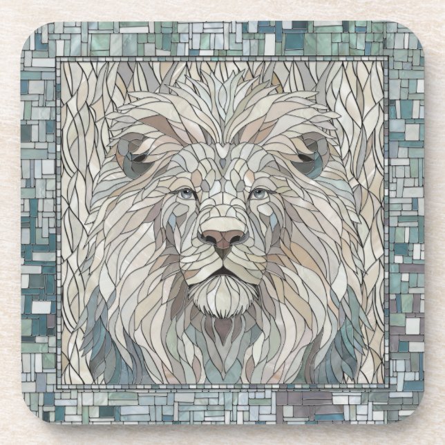 Lion Portrait Mosaic Art  Coaster (Front)