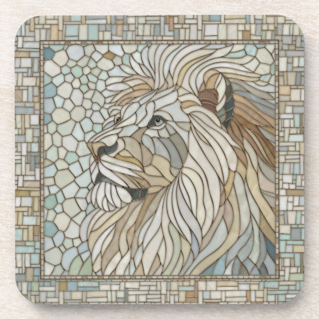 Lion Portrait Mosaic Art  Coaster (Front)