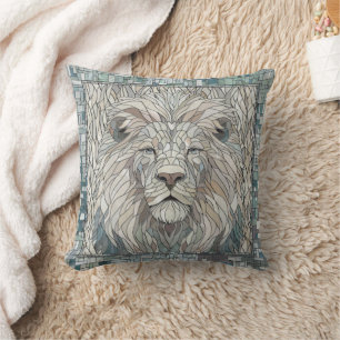 Lion Portrait Mosaic Art  Cushion