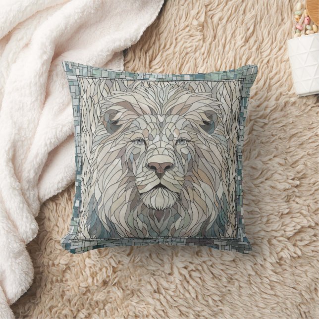 Lion Portrait Mosaic Art  Cushion (Blanket)