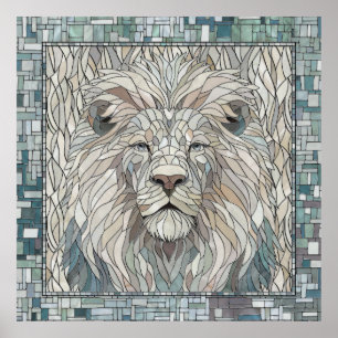 Lion Portrait Mosaic Art  Poster
