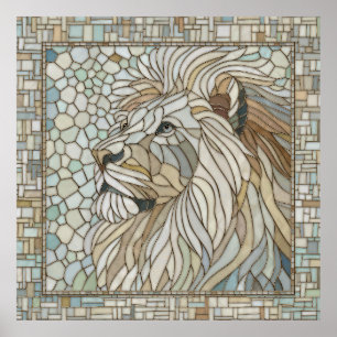 Lion Portrait Mosaic Art  Poster