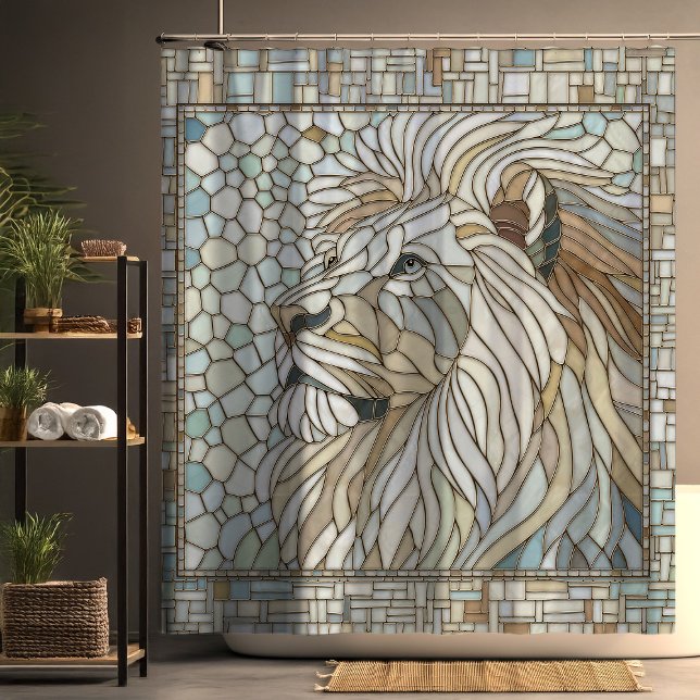 Lion Portrait Mosaic Art  Shower Curtain (Creator Uploaded)