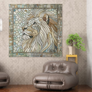 Lion Portrait Mosaic Art  Tapestry