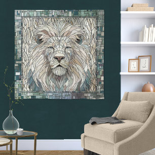 Lion Portrait Mosaic Art  Tapestry