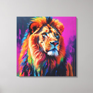 Lion Portrait Painting Art Canvas Print