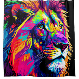 Lion Portrait Painting Shower Curtain
