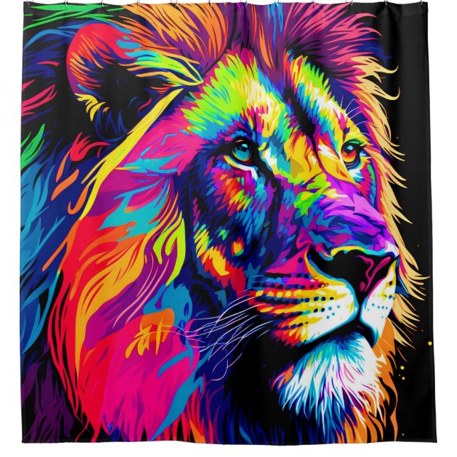 Lion Portrait Painting Shower Curtain (Front)