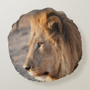 Lion Portrait Round Cushion