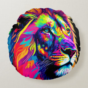Lion Portrait Round Cushion