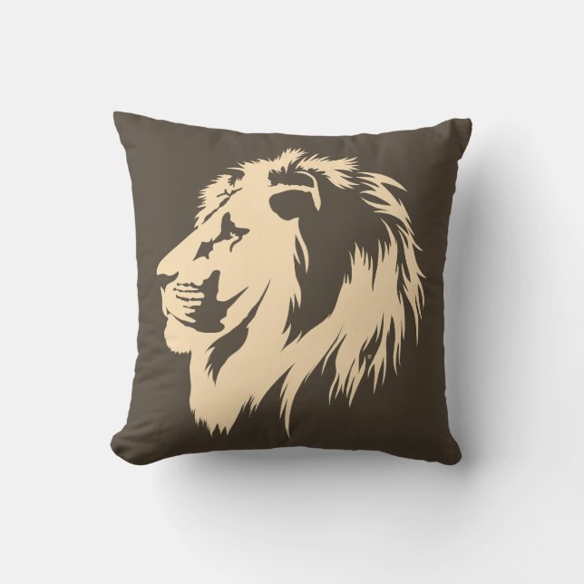 Lion Portrait (sand)  Cushion (Front)