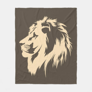 Lion Portrait (sand)  Fleece Blanket