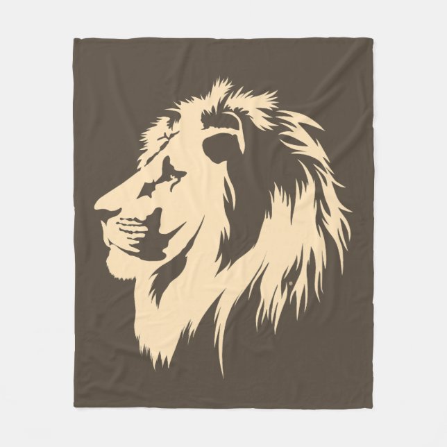Lion Portrait (sand)  Fleece Blanket (Front)