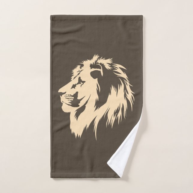 Lion Portrait (sand) Hand Towel (Hand Towel)