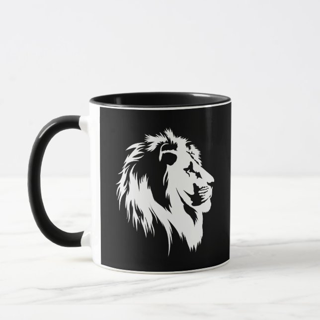 Lion Portrait (white) Mug (Left)