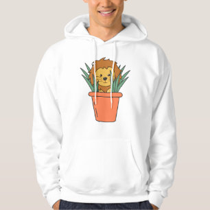 Lion Potted Lion In Houseplant Flower Green Hoodie