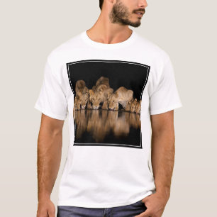 Lion Pride Drinks at the Water Hole at Night T-Shirt