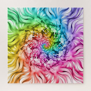 Lion Pride Mandala Rainbow Swirl Jigsaw Puzzle
