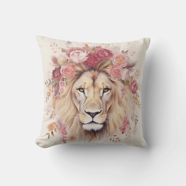 Lion print with flower cushion (Front)