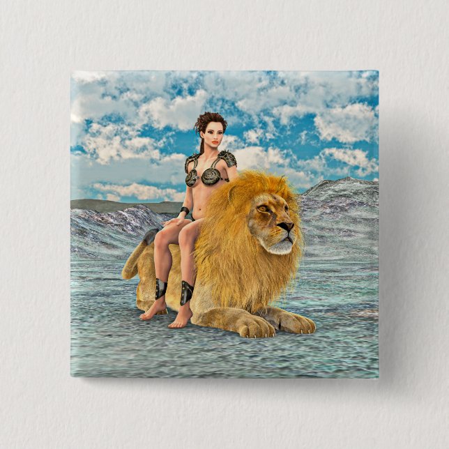 Lion Queen Fantas 15 Cm Square Badge (Front)