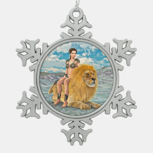 Lion Queen Fantas Snowflake Pewter Christmas Ornament