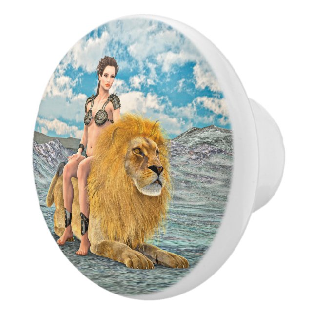 Lion Queen Fantasy Ceramic Knob (Right)