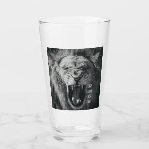 Lion Rage Black and White Roar Glass