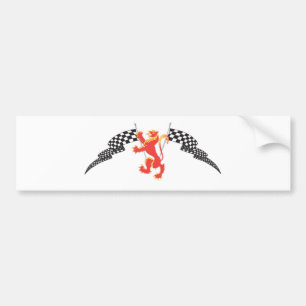 lion rampant and chequered flags bumper sticker