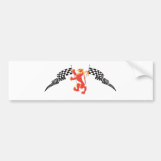lion rampant and chequered flags bumper sticker