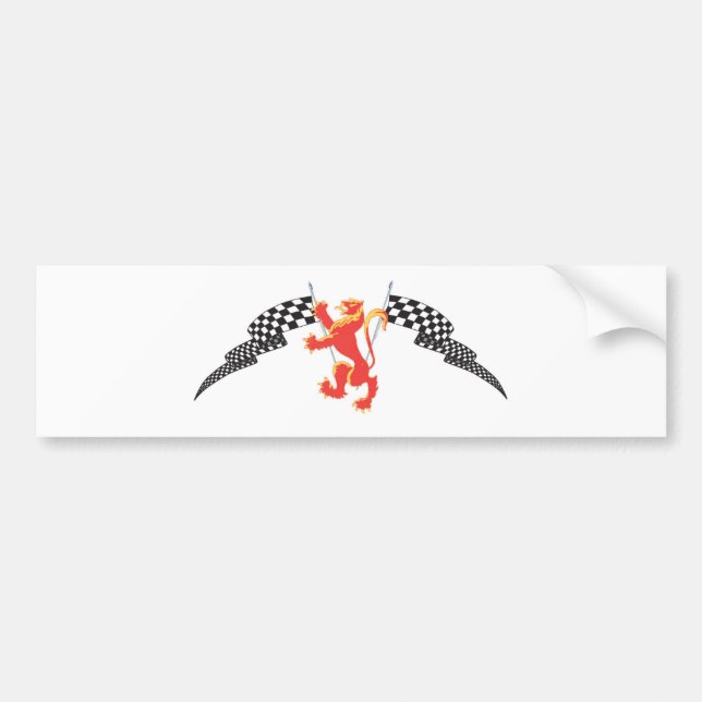 lion rampant and chequered flags bumper sticker (Front)