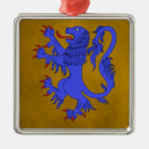 Lion Rampant Azure Metal Ornament