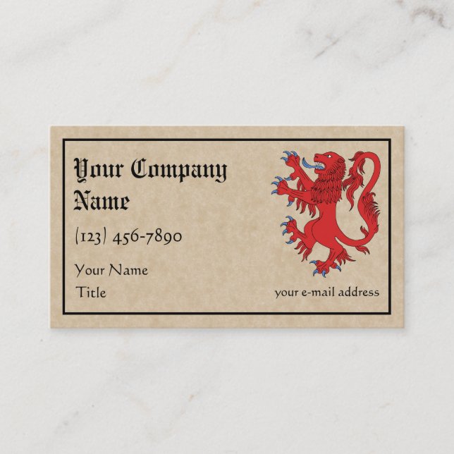 Lion Rampant Gules Business Card (Front)
