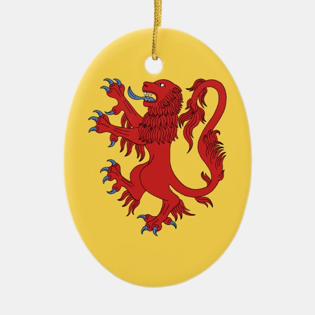 Lion Rampant Gules Ceramic Tree Decoration (Front)