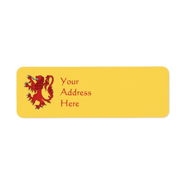 Lion Rampant Gules Return Address Label (Front)