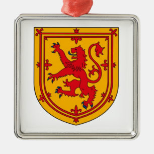 Lion Rampant on Gold Metal Tree Decoration