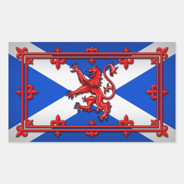 Lion Rampant On Scottish Flag Rectangular Sticker (Front)