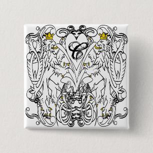 Lion Rampant Renaissance Wedding 15 Cm Square Badge