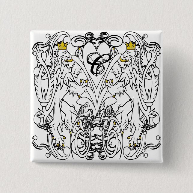 Lion Rampant Renaissance Wedding 15 Cm Square Badge (Front)