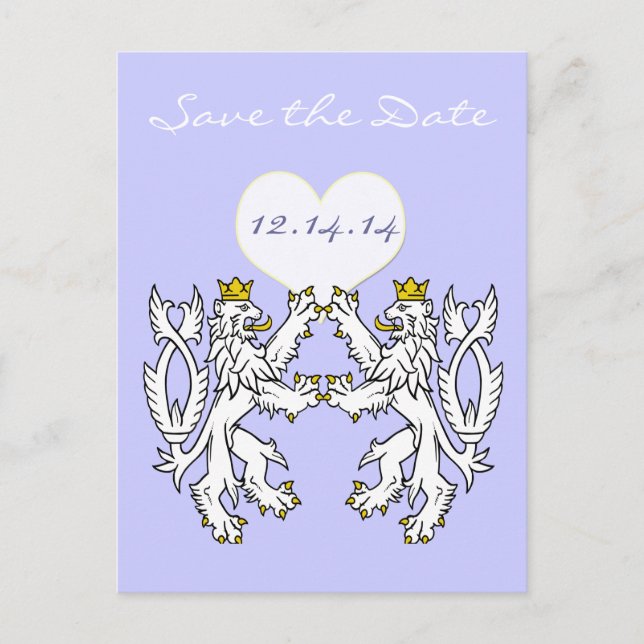Lion Rampant Renaissance Wedding Announcement Postcard (Front)